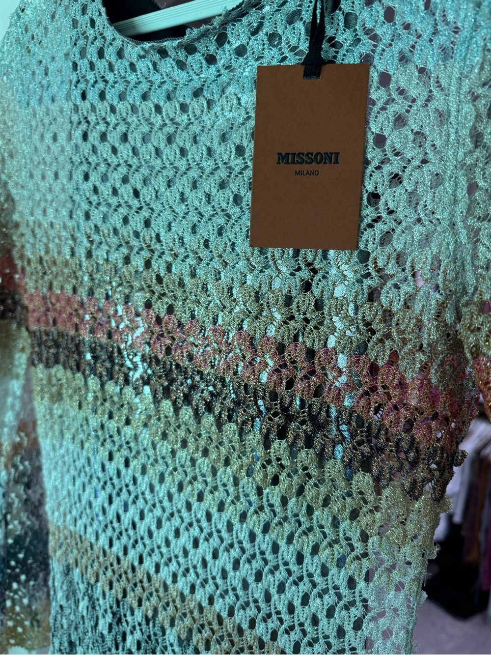 BNWT $2800 Missoni Long Maxi Dress in Mint, Teal, Brown & Coral 36 (0) - Picture 6 of 7